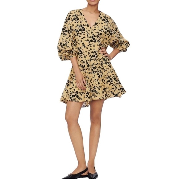 Anine Bing Peyton Painterly Leo Peyton Mini Dress Small S - Picture 2 of 16